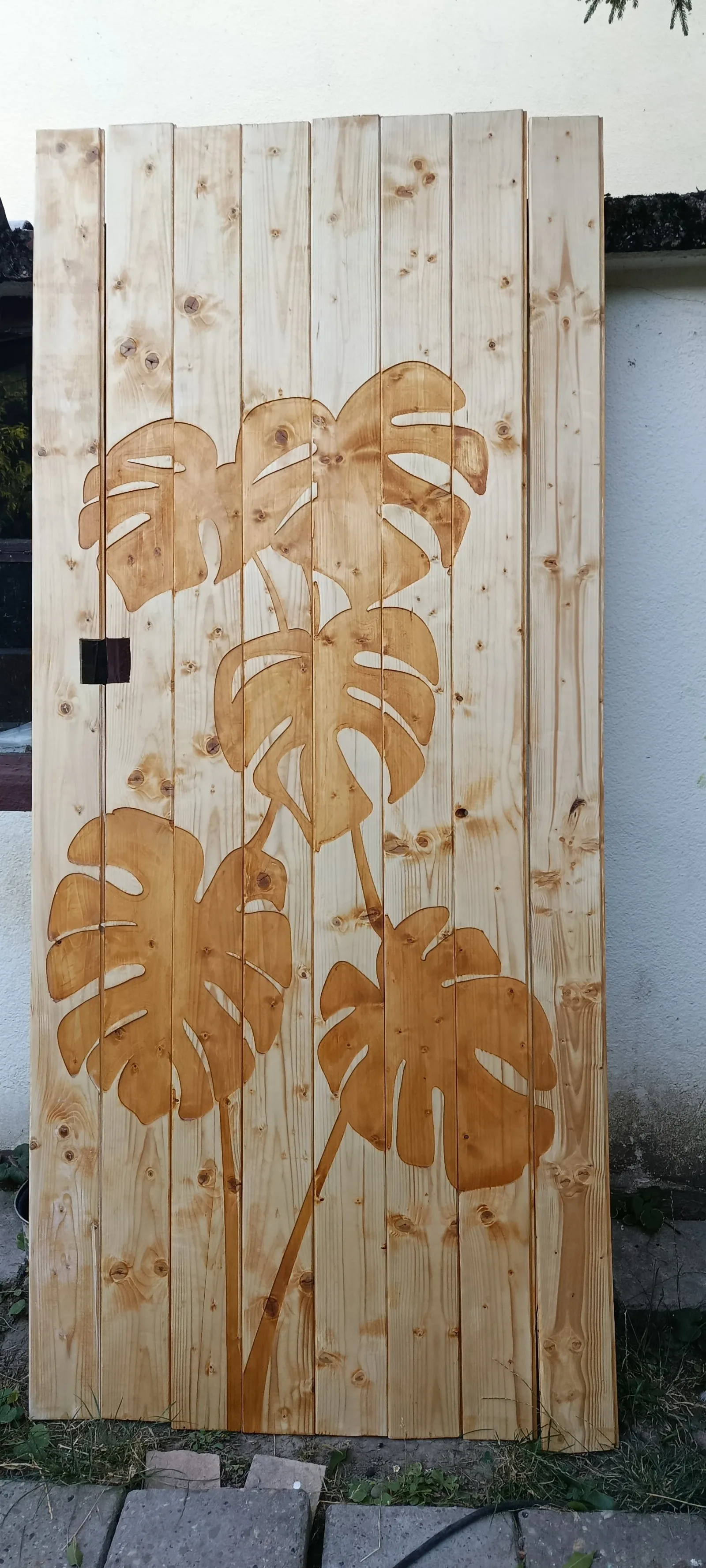Monstera drvena zidna obloga gravura